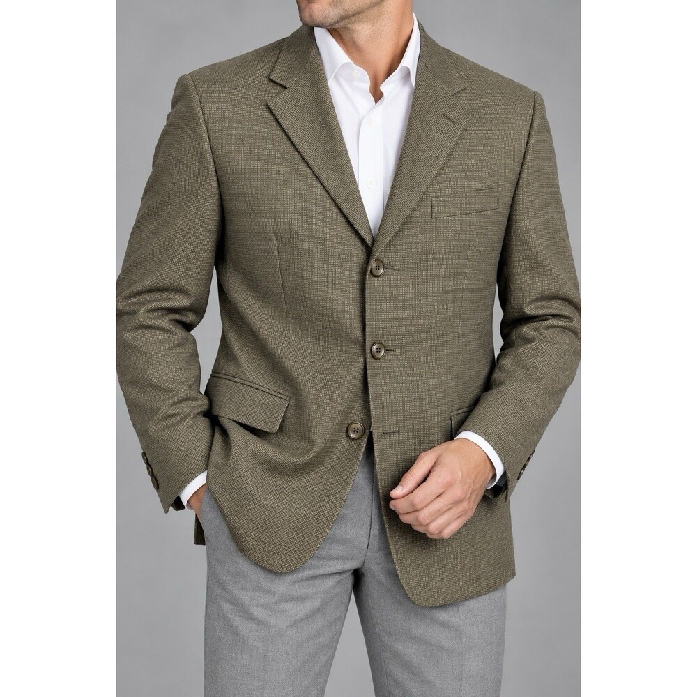 Gianfranco Ruffini Italy Collection Men’s 42L Wool Blazer Brown Houndstooth 3